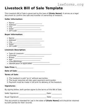 Valid Livestock Bill of Sale Form