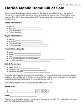 Attorney-Approved Mobile Home Bill of Sale Template for the State of Florida