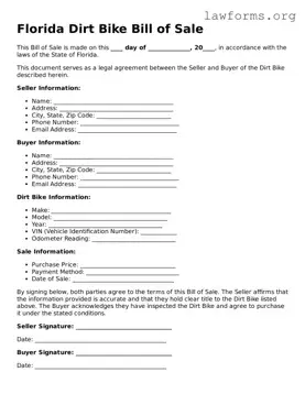 Attorney-Approved Dirt Bike Bill of Sale Template for the State of Florida