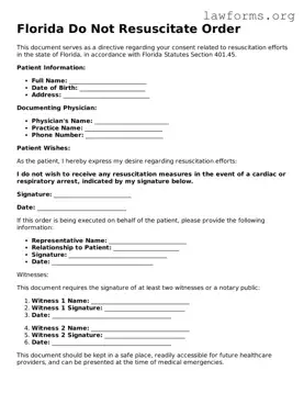 Attorney-Approved Do Not Resuscitate Order Template for the State of Florida