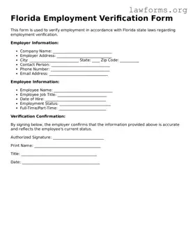 Attorney-Approved Employment Verification Template for the State of Florida