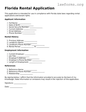 Attorney-Approved Rental Application Template for the State of Florida