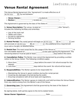 Valid Venue Rental Agreement Form