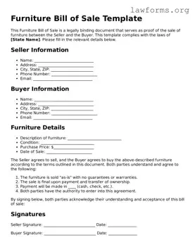 Valid Furniture Bill of Sale Form