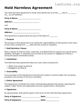 Valid Hold Harmless Agreement Form