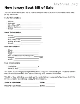 Attorney-Approved Boat Bill of Sale Template for the State of New Jersey