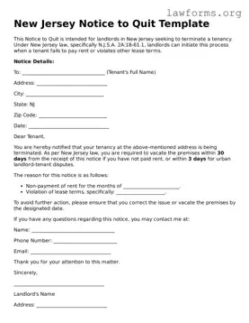 Attorney-Approved Notice to Quit Template for the State of New Jersey