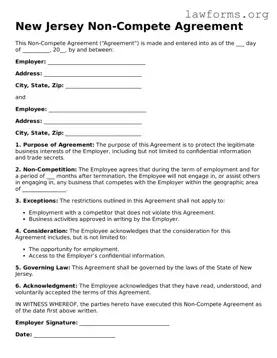 Attorney-Approved Non-compete Agreement Template for the State of New Jersey