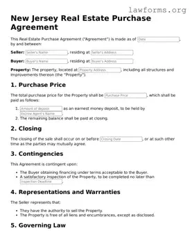 Attorney-Approved Real Estate Purchase Agreement Template for the State of New Jersey