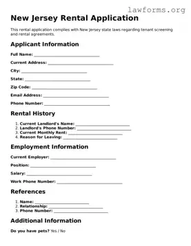 Attorney-Approved Rental Application Template for the State of New Jersey