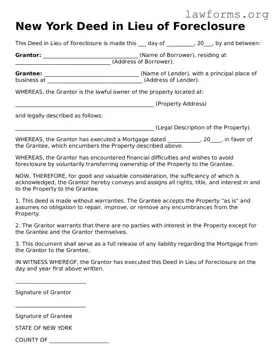 Attorney-Approved Deed in Lieu of Foreclosure Template for the State of New York