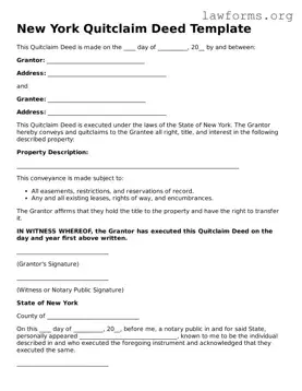 Attorney-Approved Quitclaim Deed Template for the State of New York