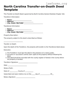 Attorney-Approved Transfer-on-Death Deed Template for the State of North Carolina