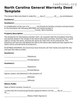 Attorney-Approved Deed Template for the State of North Carolina