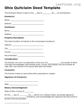 Attorney-Approved Quitclaim Deed Template for the State of Ohio