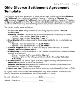 Attorney-Approved Divorce Settlement Agreement Template for the State of Ohio