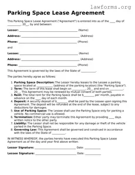 Valid Parking Space Lease Agreement Form