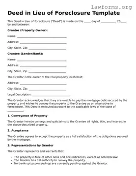 Valid Deed in Lieu of Foreclosure Form
