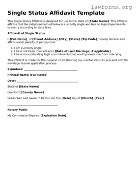 Valid Single Status Affidavit Form