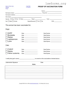 Fill Out a Valid Proof Of Vaccination Dog Template