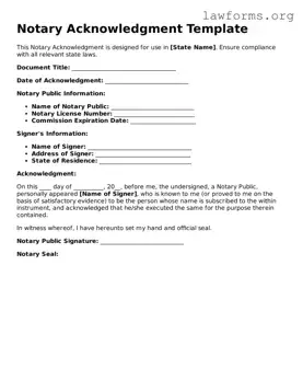 Valid Notary Acknowledgement Form