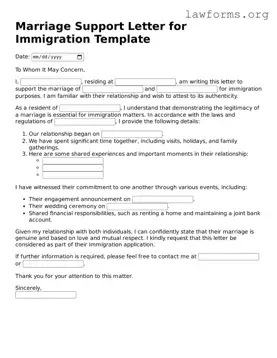 Valid Marriage Support Letter for Immigration Form