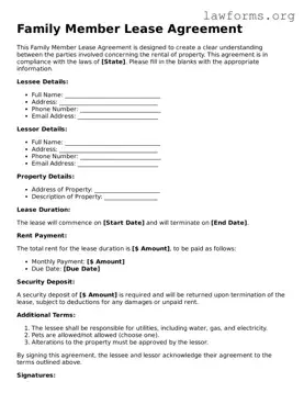 Valid Family Member Lease Agreement Form
