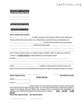 Fill Out a Valid Scrivener's Affidavit Template