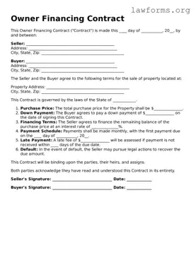 Valid Owner Financing Contract Form