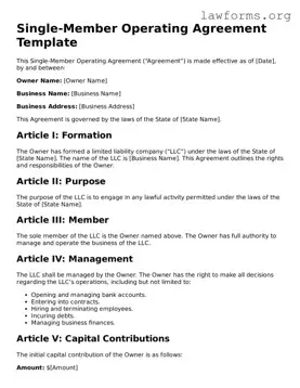 Valid Single-Member Operating Agreement Form