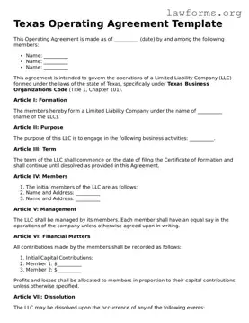 Attorney-Approved Operating Agreement Template for the State of Texas