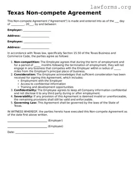 Attorney-Approved Non-compete Agreement Template for the State of Texas