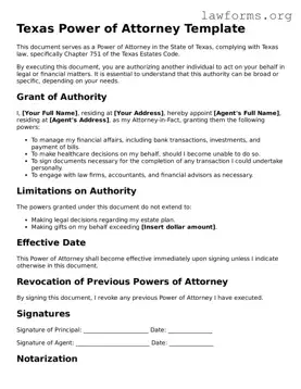Attorney-Approved Power of Attorney Template for the State of Texas