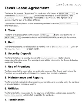 Attorney-Approved Lease Agreement Template for the State of Texas