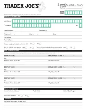 Fill Out a Valid Trader Joe's application Template