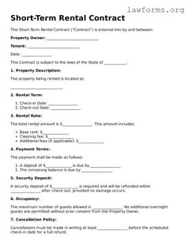 Valid Short-Term Rental Contract Form