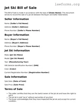 Valid Jet Ski Bill of Sale Form