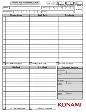 Fill Out a Valid Konami Decklist Template