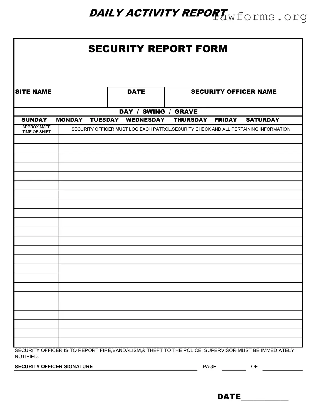 Fill Out a Valid Security Guard Daily Report Sample Template