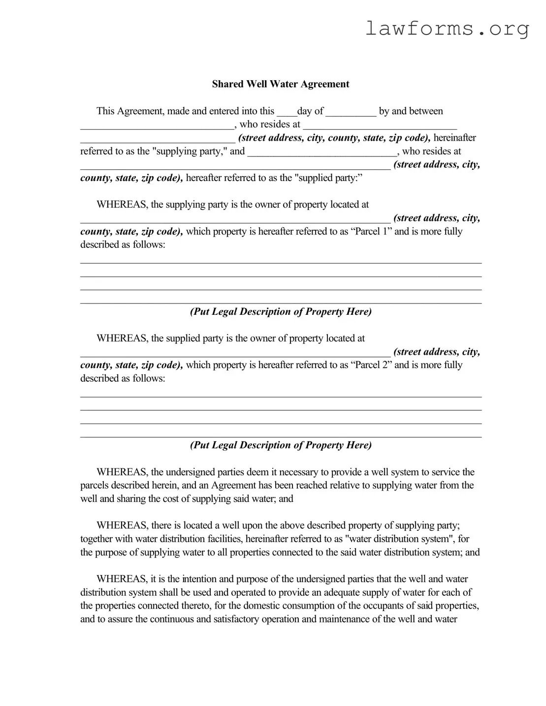 Fill Out a Valid Shared Well Agreement Template