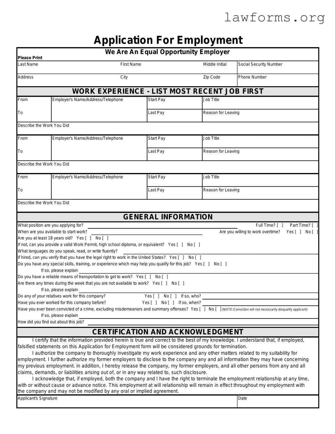Fill Out a Valid Spanish Application Employment Template