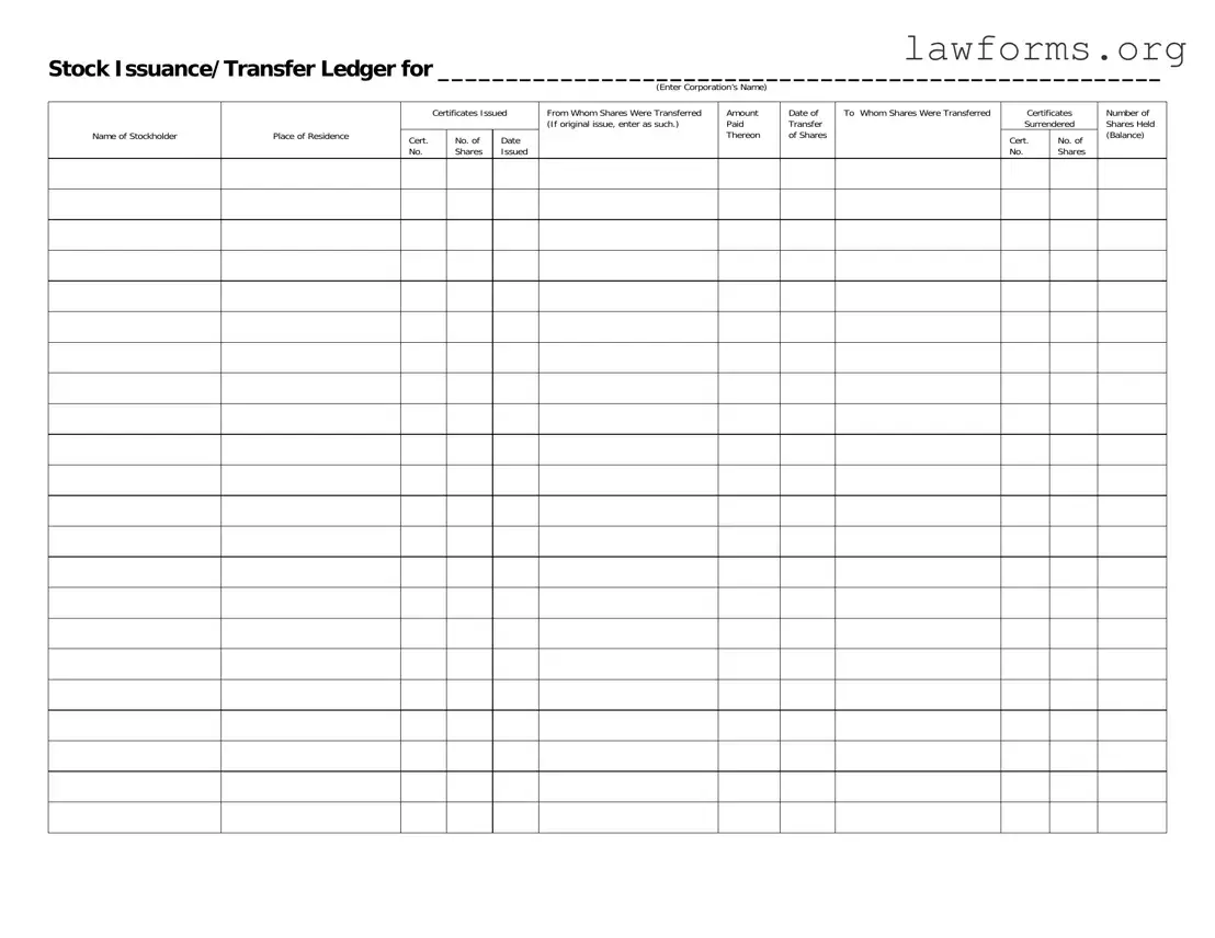 Fill Out a Valid Stock Transfer Ledger Template