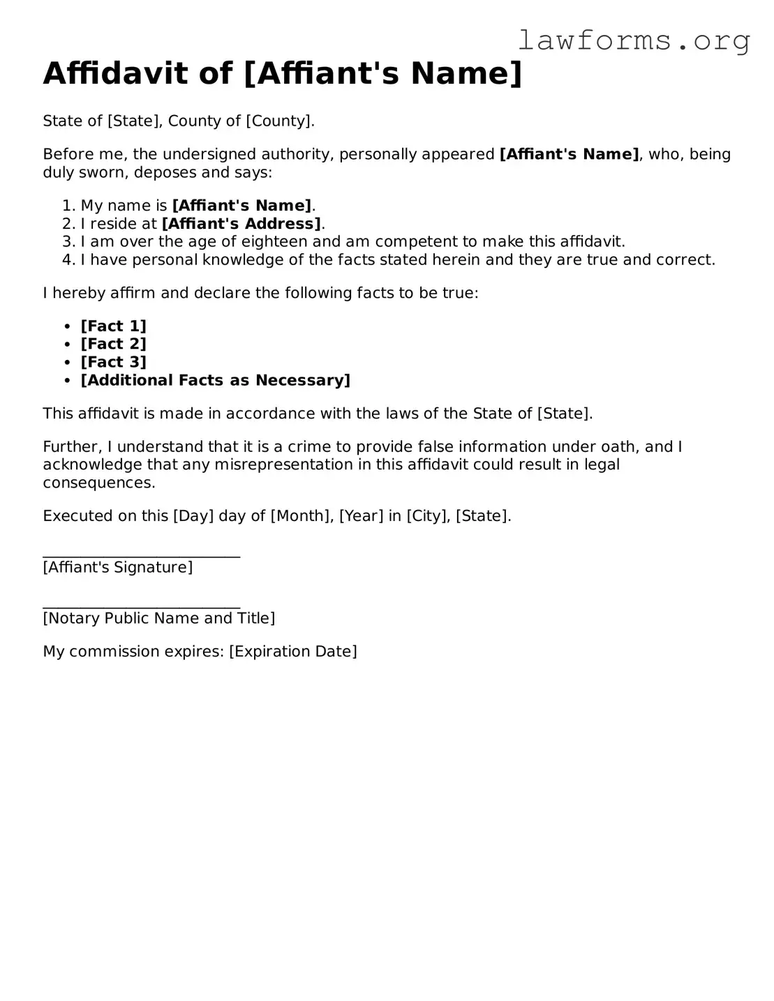 Valid Affidavit Form