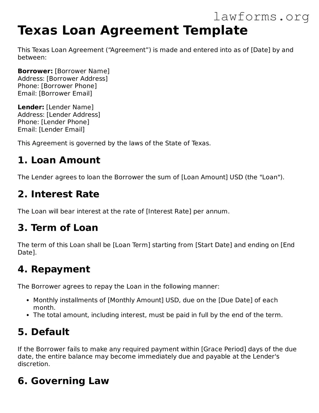 Attorney-Approved Loan Agreement Template for the State of Texas