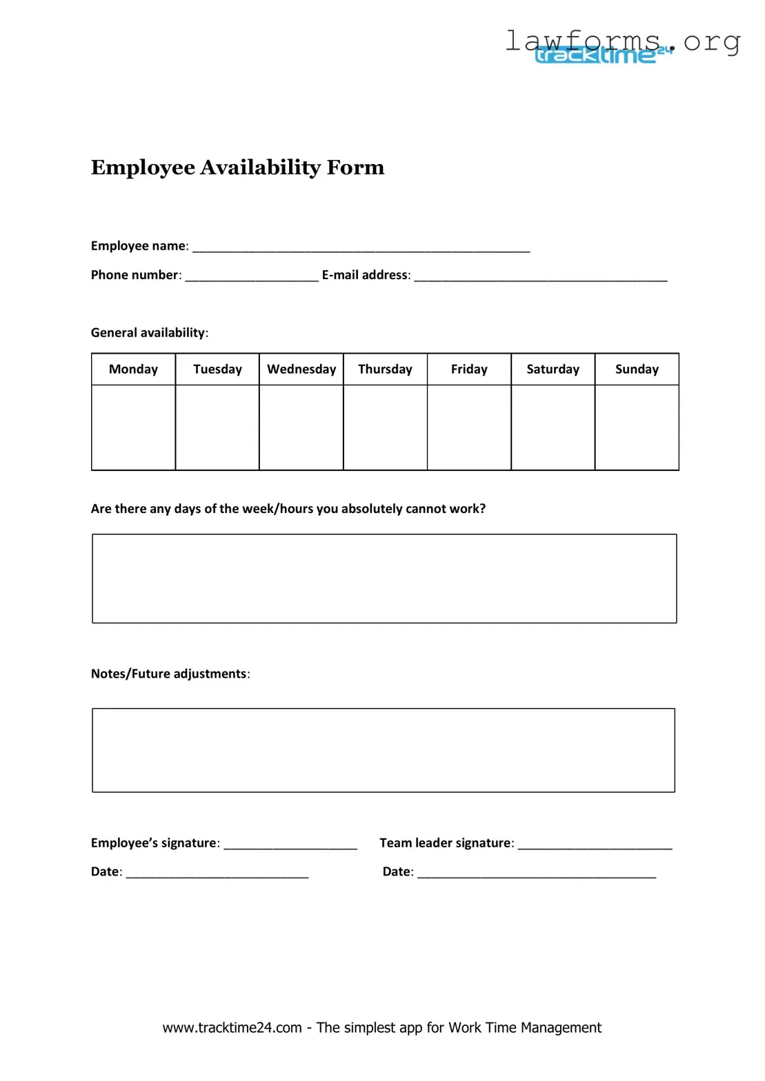 Fill Out a Valid Employee Availability Template